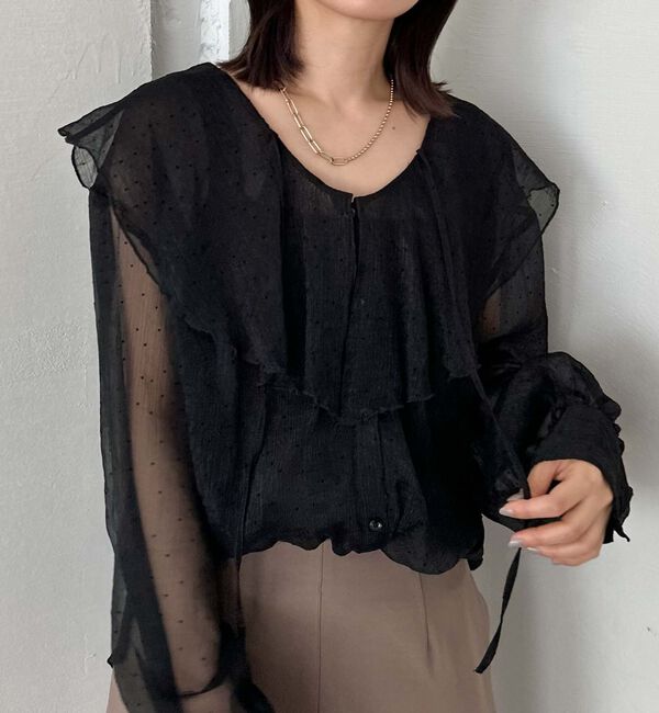 ドゥ アルシーヴ DOUX ARCHIVES シアードットフリルブラウス （BLK） BLK