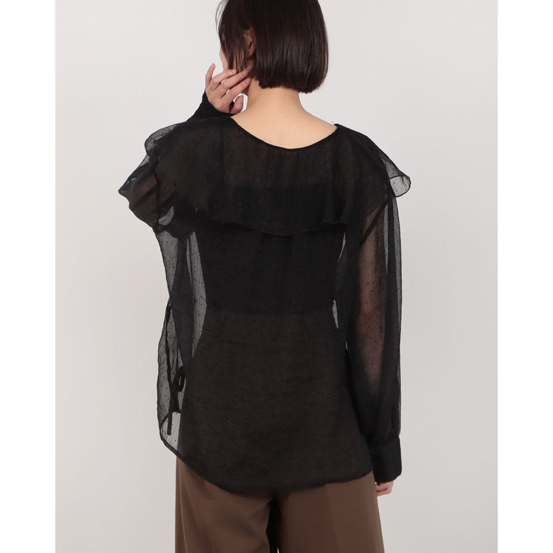 ドゥ アルシーヴ DOUX ARCHIVES シアードットフリルブラウス （BLK） BLK