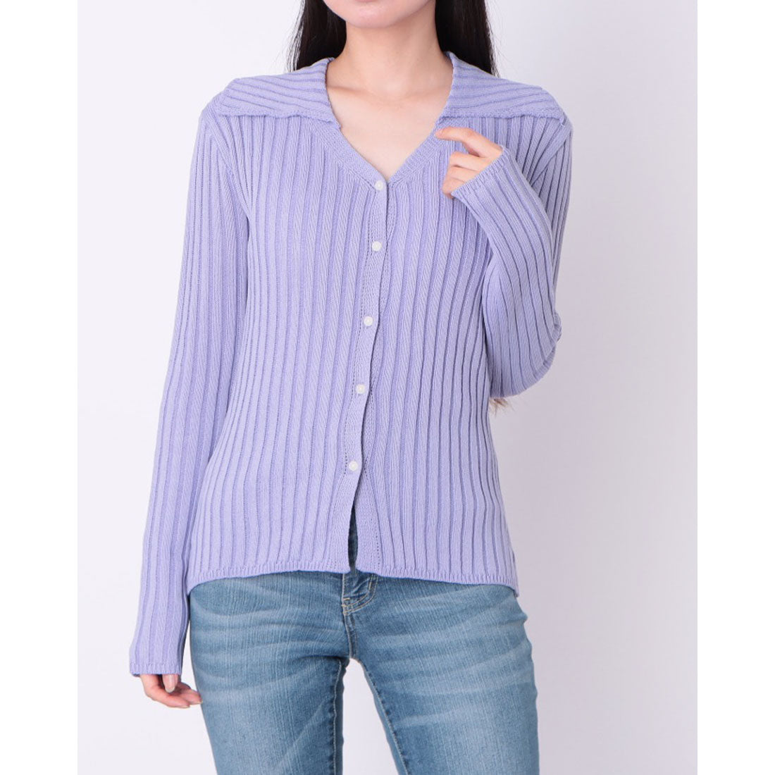 ドゥ アルシーヴ DOUX ARCHIVES リネンライク前開きリブニット （LAV） LAV