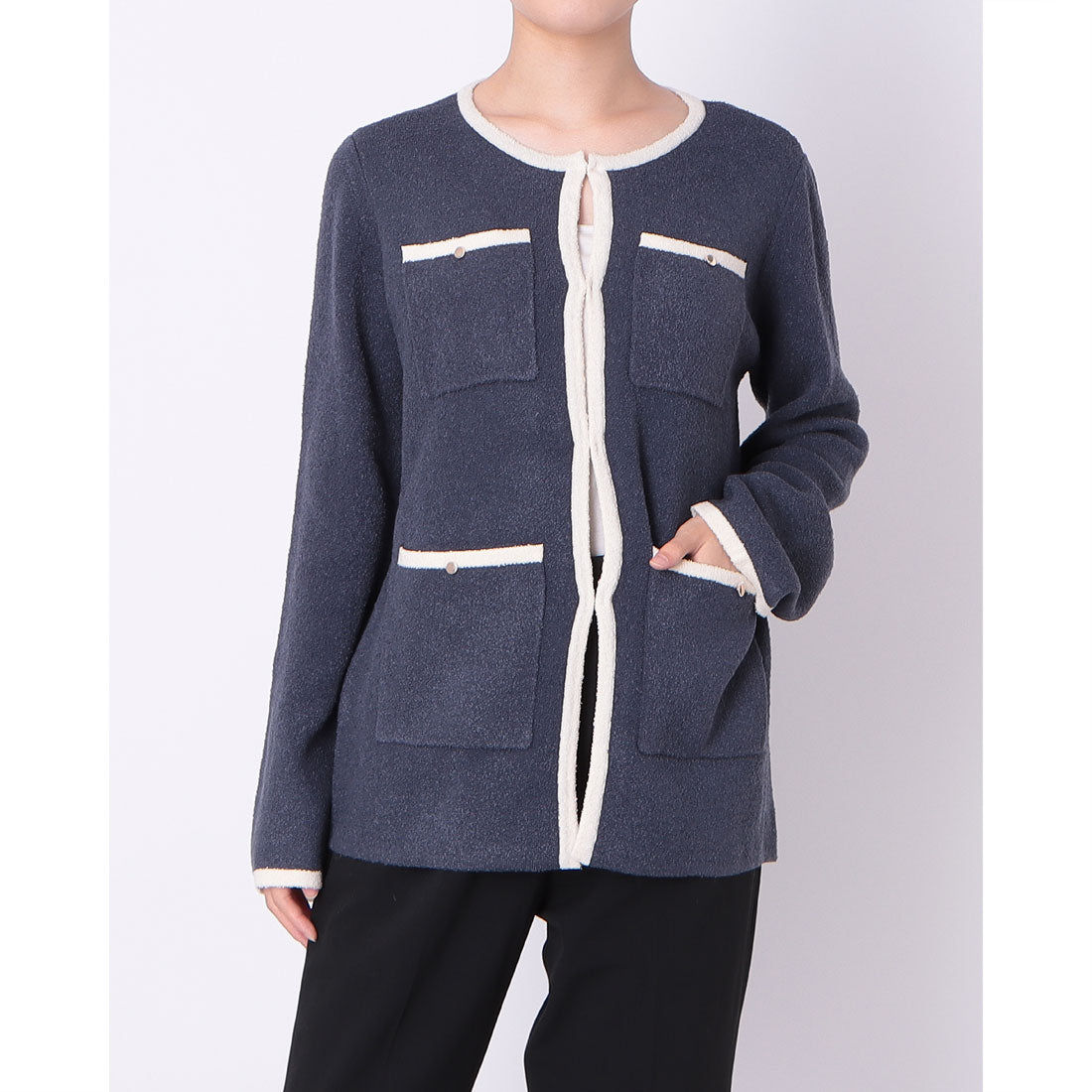 ドゥ アルシーヴ DOUX ARCHIVES バイカラーブークレニットジャケット （NVY） NVY