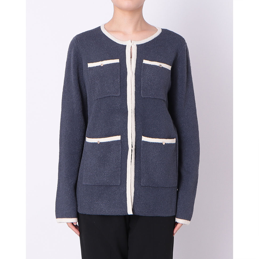 ドゥ アルシーヴ DOUX ARCHIVES バイカラーブークレニットジャケット （NVY） NVY