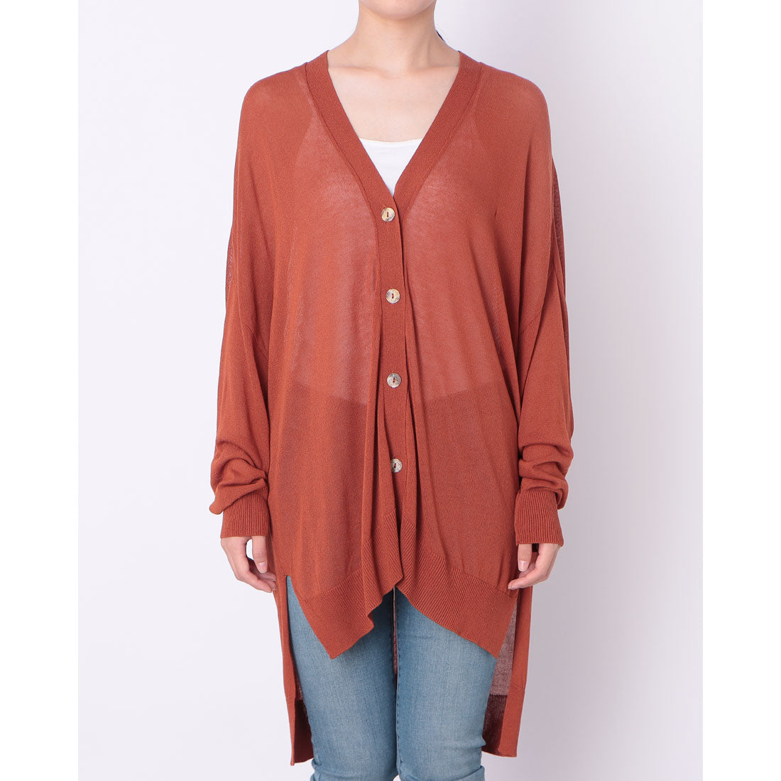 ドゥ アルシーヴ DOUX ARCHIVES シアーミドルカーディガン （TERRACOTTA） TERRACOTTA