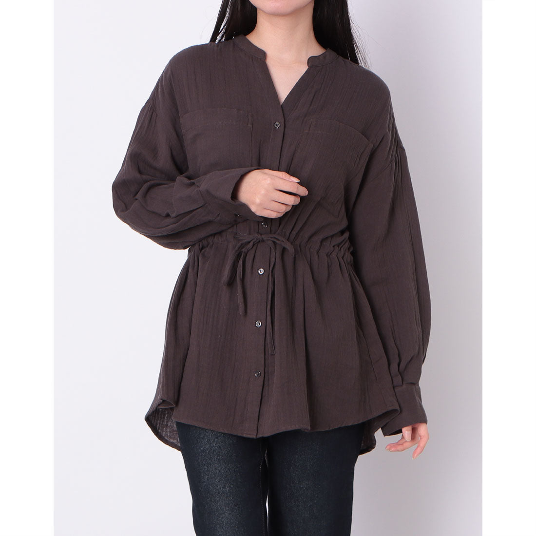 ドゥ アルシーヴ DOUX ARCHIVES ダブルガーゼ前開きシャツ （CHARCOAL GRAY） CHARCOAL GRAY