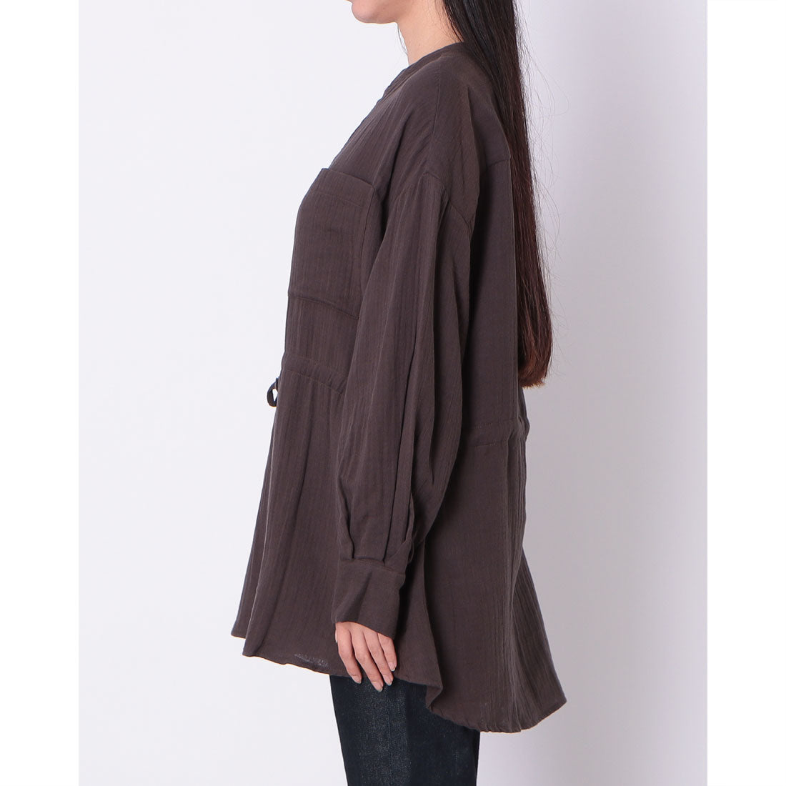 ドゥ アルシーヴ DOUX ARCHIVES ダブルガーゼ前開きシャツ （CHARCOAL GRAY） CHARCOAL GRAY