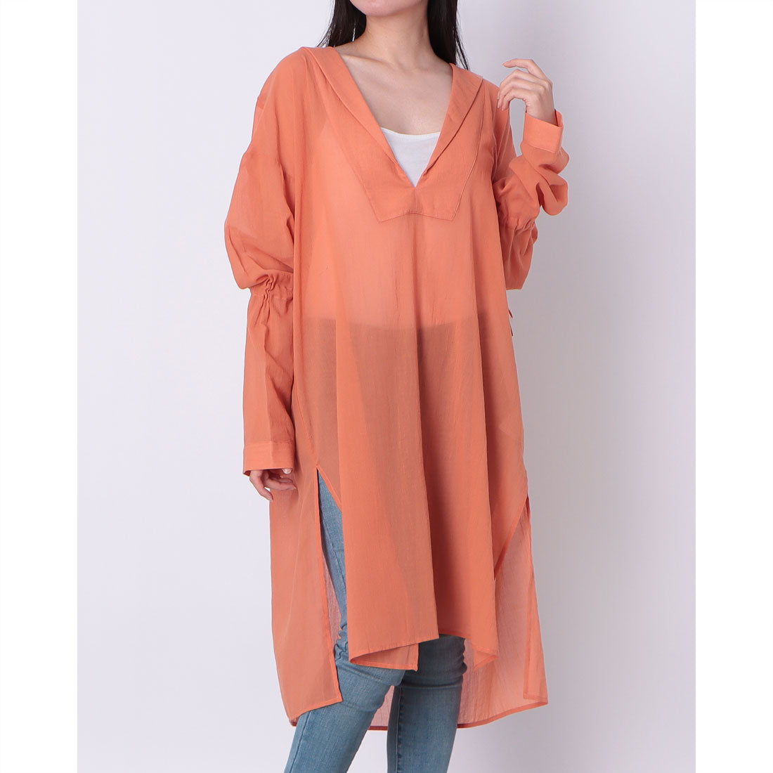 ドゥ アルシーヴ DOUX ARCHIVES コットンシフォンセーラーチュニック （ORANGE） ORANGE