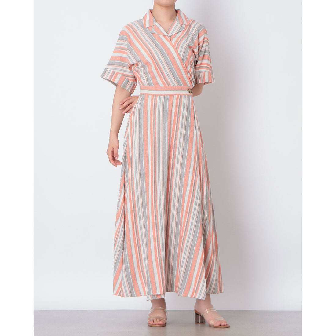 ドゥ アルシーヴ DOUX ARCHIVES マルチストライプカシュクールワンピース （ORANGE） ORANGE