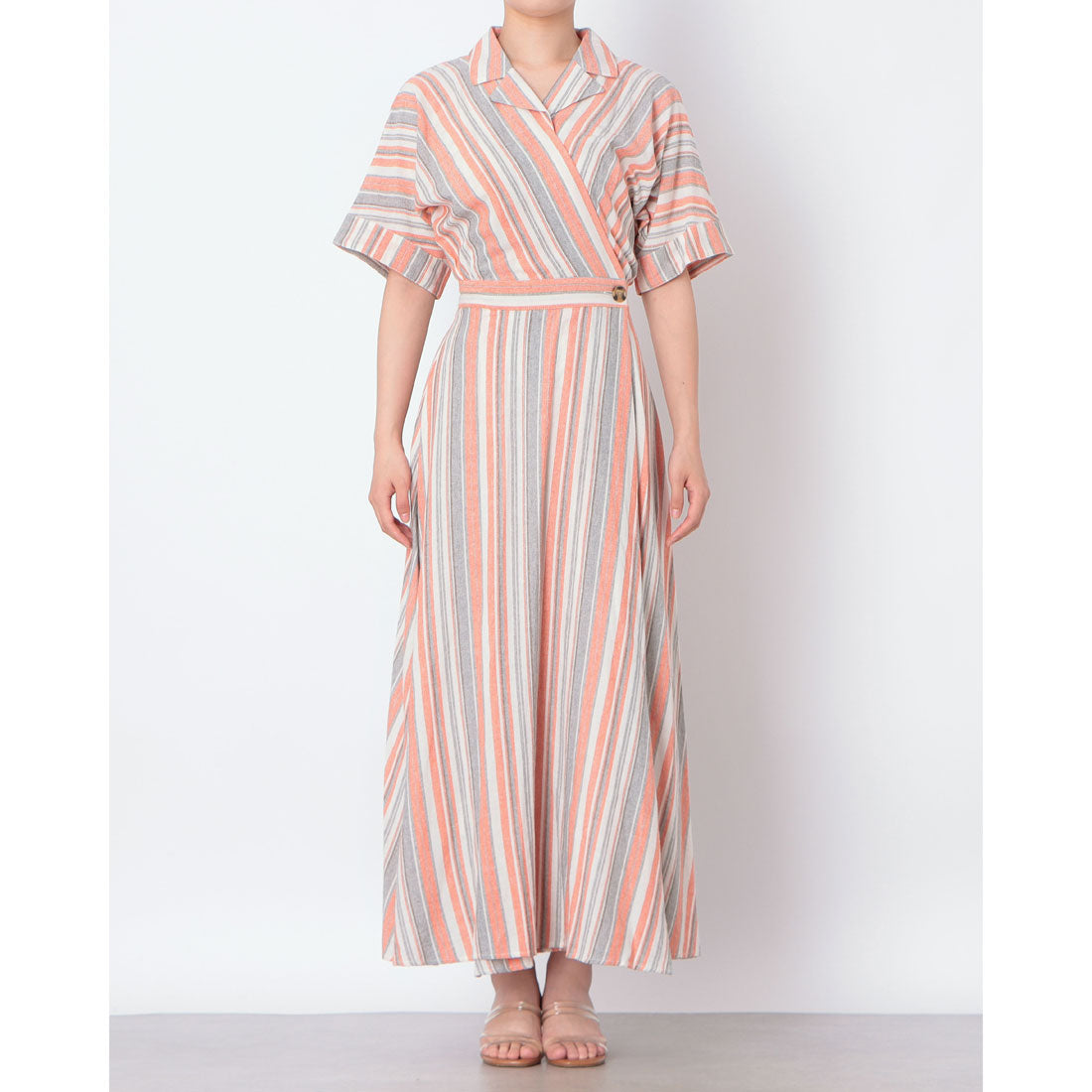 ドゥ アルシーヴ DOUX ARCHIVES マルチストライプカシュクールワンピース （ORANGE） ORANGE