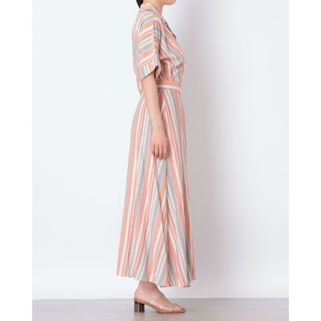 ドゥ アルシーヴ DOUX ARCHIVES マルチストライプカシュクールワンピース （ORANGE） ORANGE