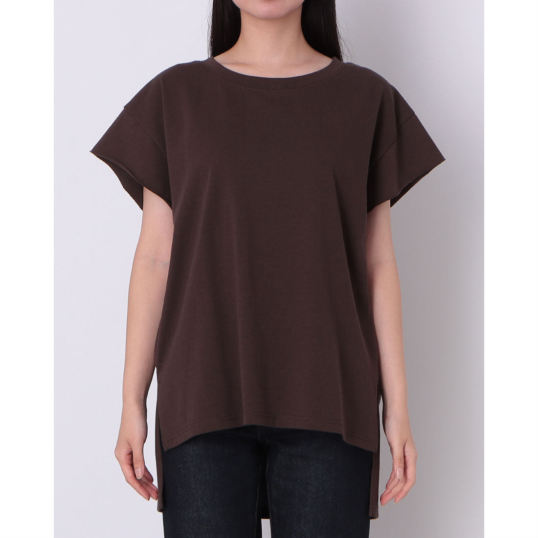 ドゥ アルシーヴ DOUX ARCHIVES スラブ袖きりっぱなしフレンチTシャツ （BROWN） BROWN