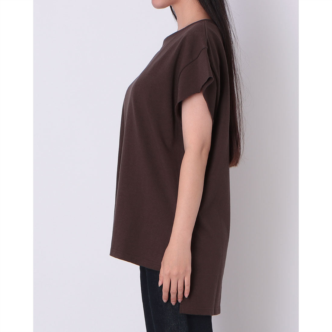 ドゥ アルシーヴ DOUX ARCHIVES スラブ袖きりっぱなしフレンチTシャツ （BROWN） BROWN