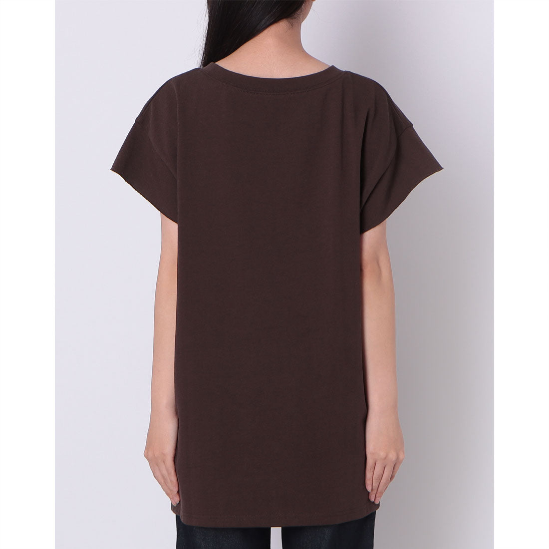 ドゥ アルシーヴ DOUX ARCHIVES スラブ袖きりっぱなしフレンチTシャツ （BROWN） BROWN