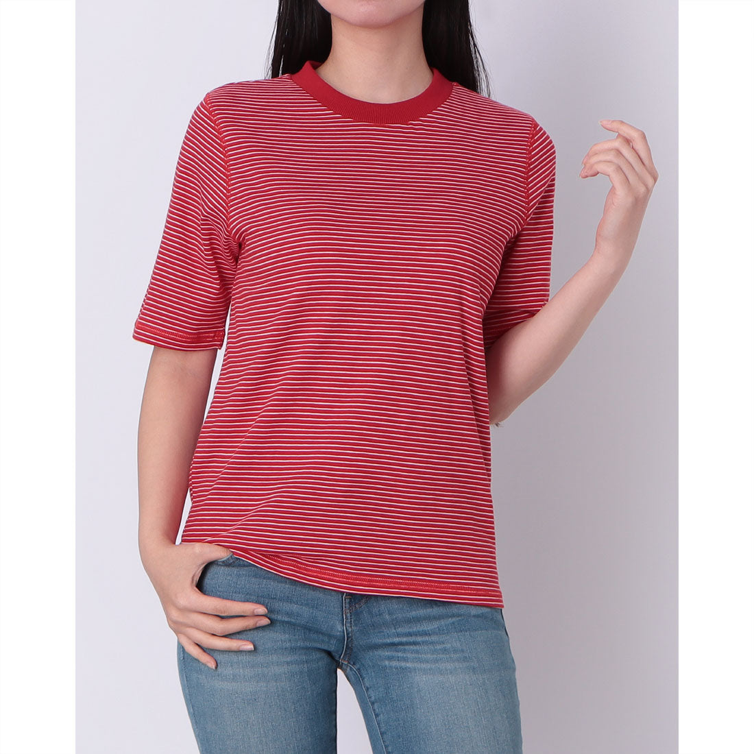 ドゥ アルシーヴ DOUX ARCHIVES プチボーダーステッチ半袖Tシャツ （RED） RED
