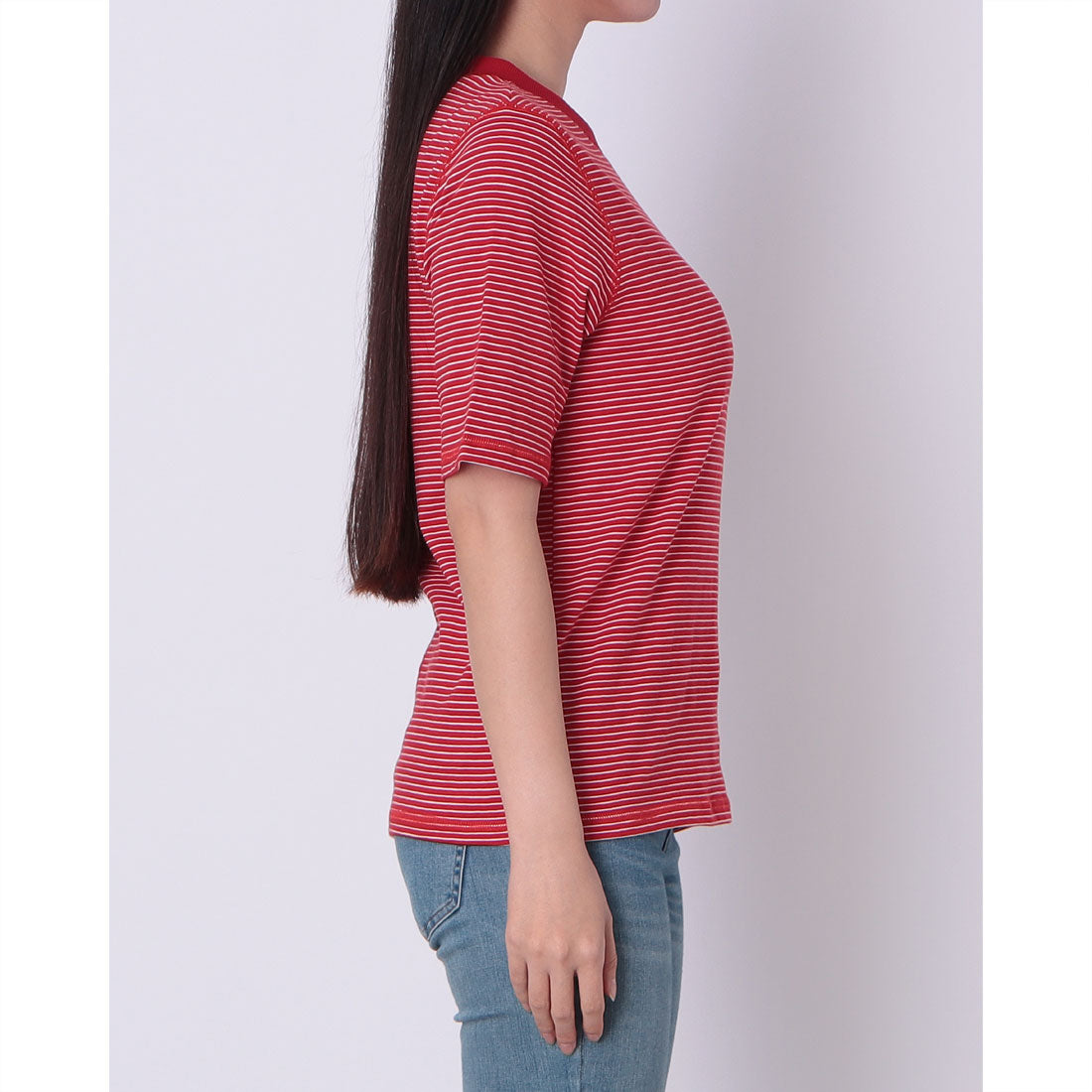 ドゥ アルシーヴ DOUX ARCHIVES プチボーダーステッチ半袖Tシャツ （RED） RED