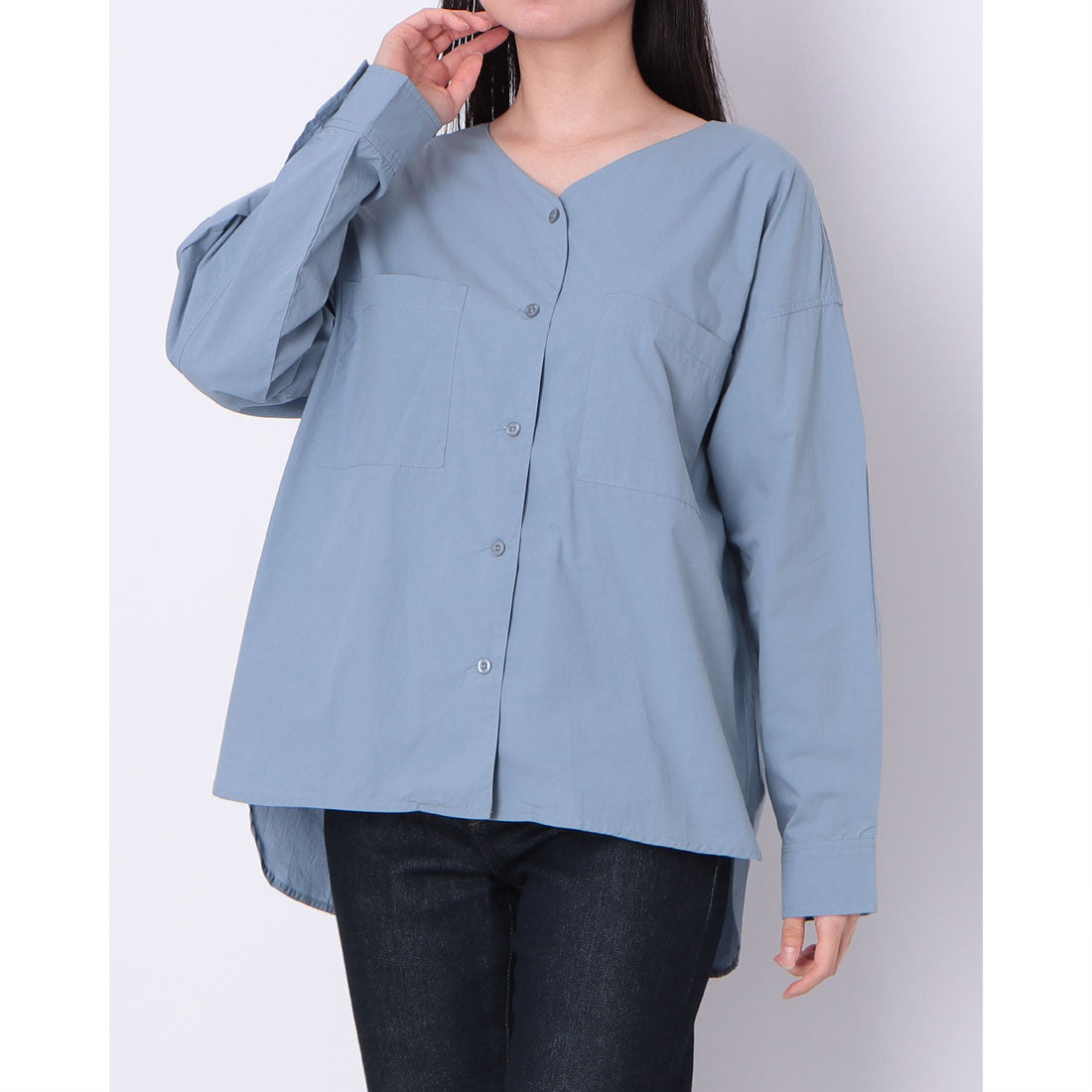 ドゥ アルシーヴ DOUX ARCHIVES Vネックシャツ （BLUE） BLUE
