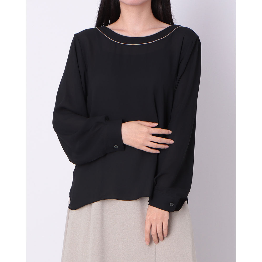 ドゥ アルシーヴ DOUX ARCHIVES 衿ライン2WAYブラウス （BLACK） BLACK