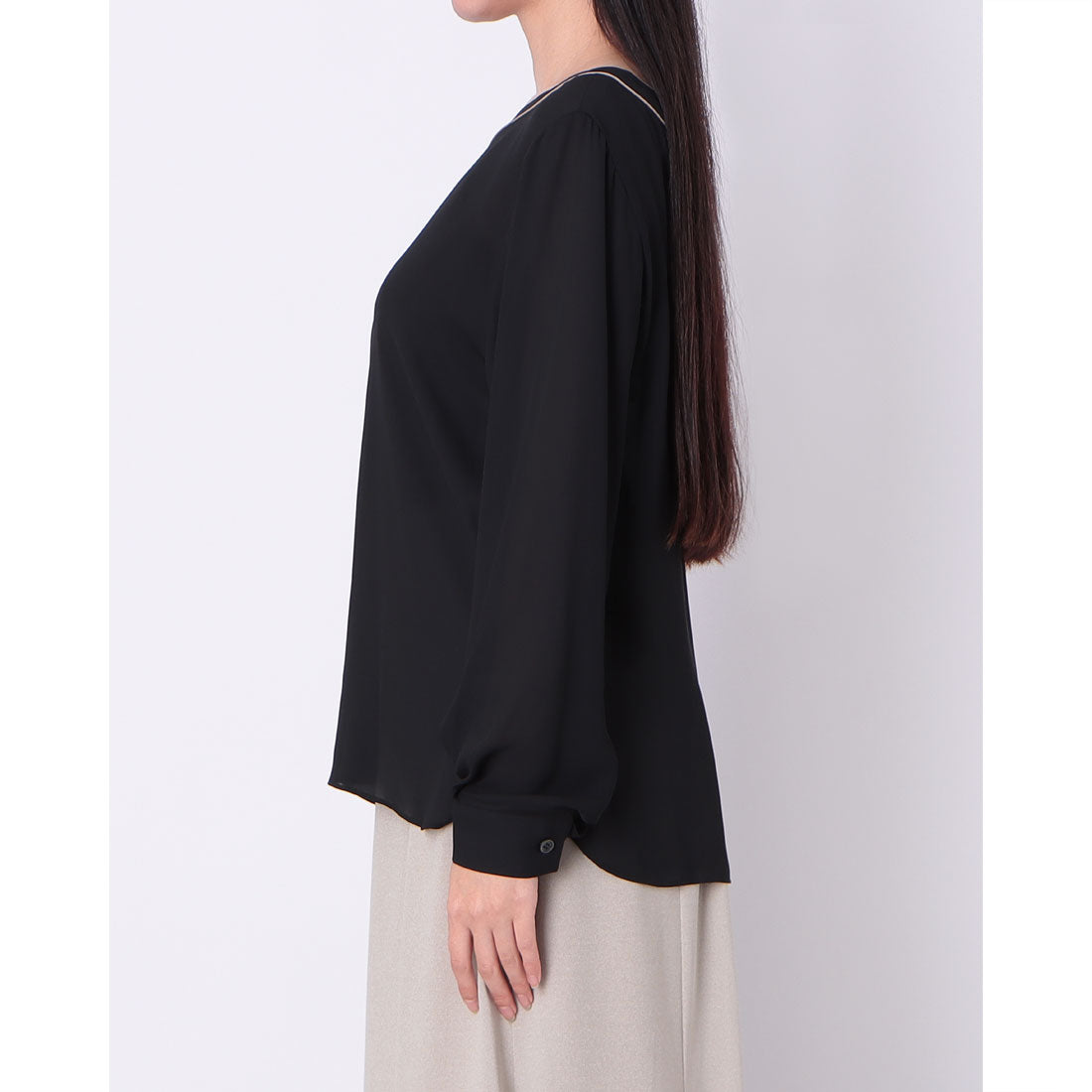 ドゥ アルシーヴ DOUX ARCHIVES 衿ライン2WAYブラウス （BLACK） BLACK