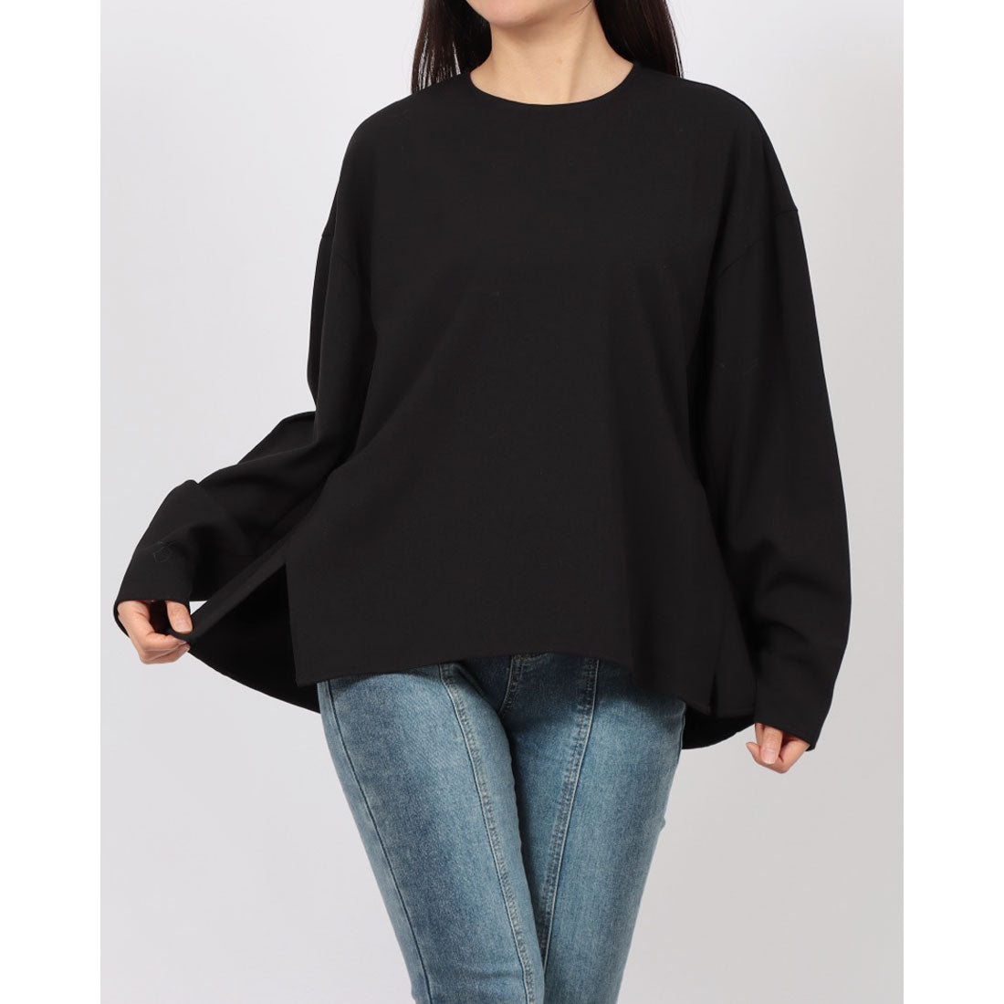 ドゥ アルシーヴ DOUX ARCHIVES ウォッシャブルウールライクブラウス （BLK） BLK