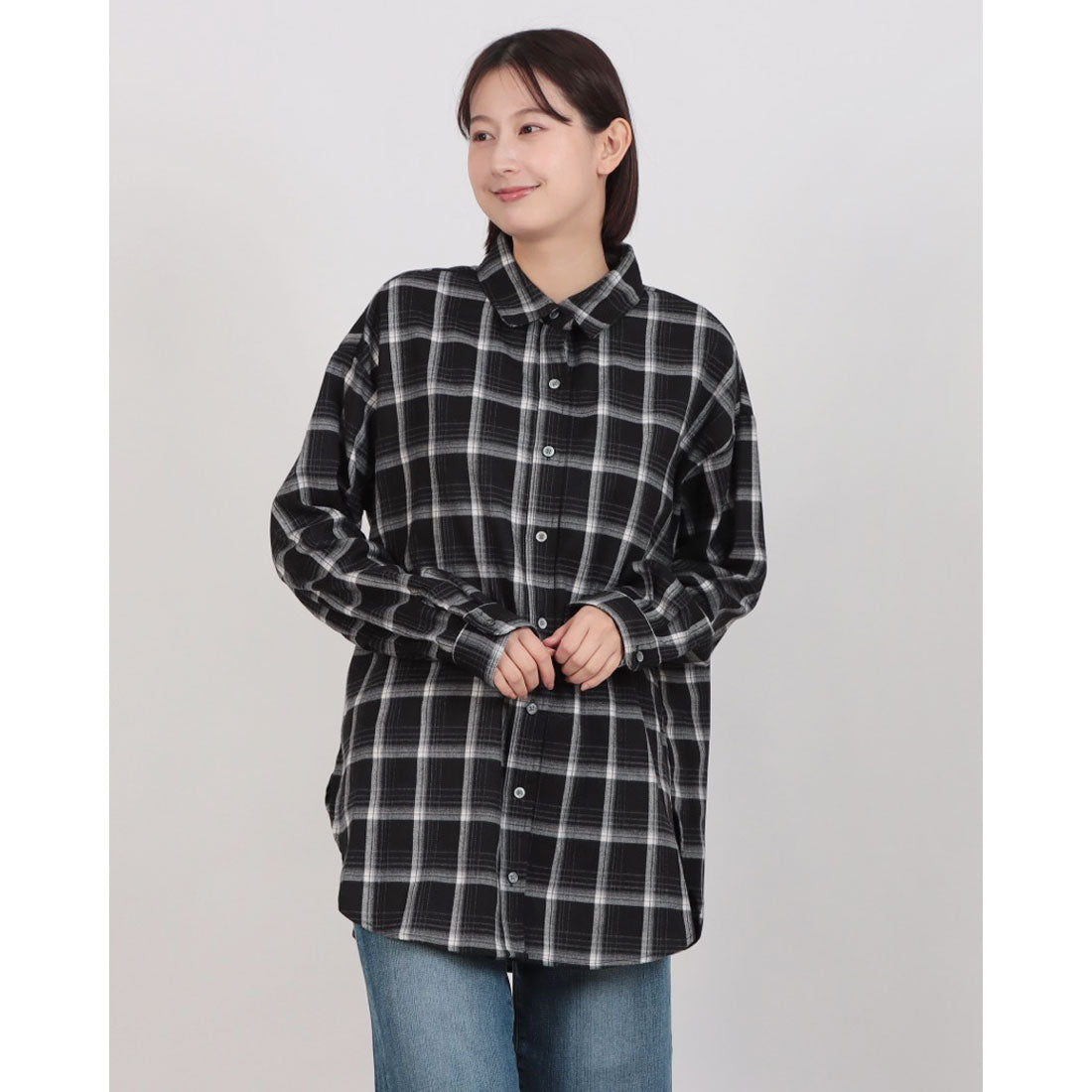 ドゥ アルシーヴ DOUX ARCHIVES チェックドルマンシャツ （BLK） BLK