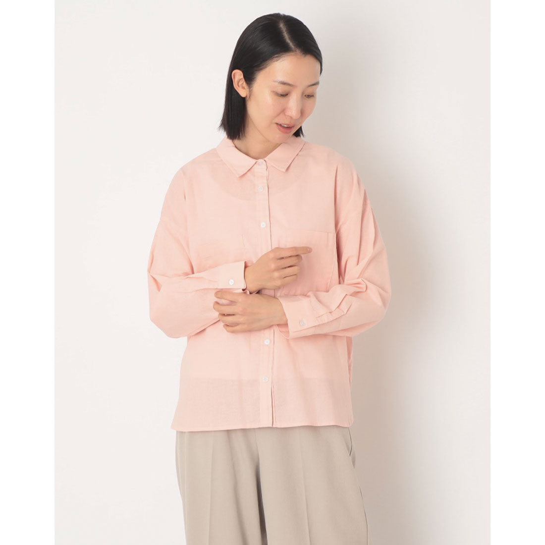 ドゥ アルシーヴ DOUX ARCHIVES コットンリネンシャツ （PINK） PINK