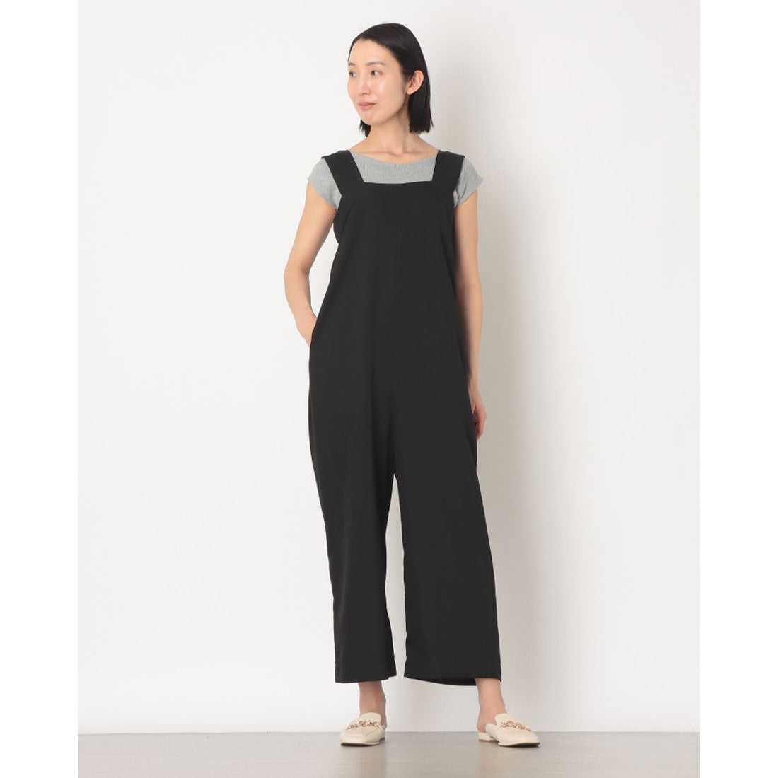 ドゥ アルシーヴ DOUX ARCHIVES ワイドストラップサロペット （BLK） BLK