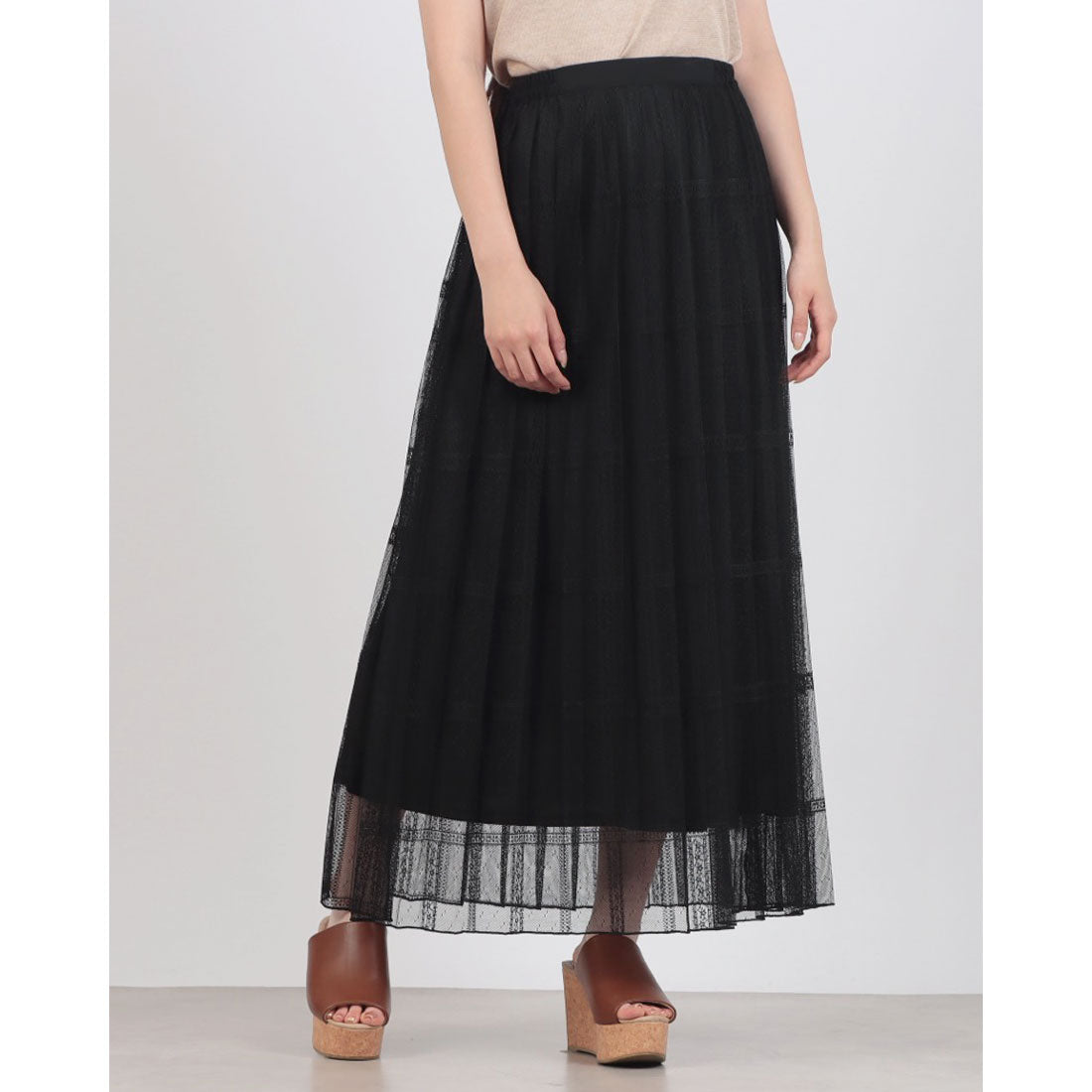 ドゥ アルシーヴ DOUX ARCHIVES 2WAYレースプリーツスカート （BLK） BLK