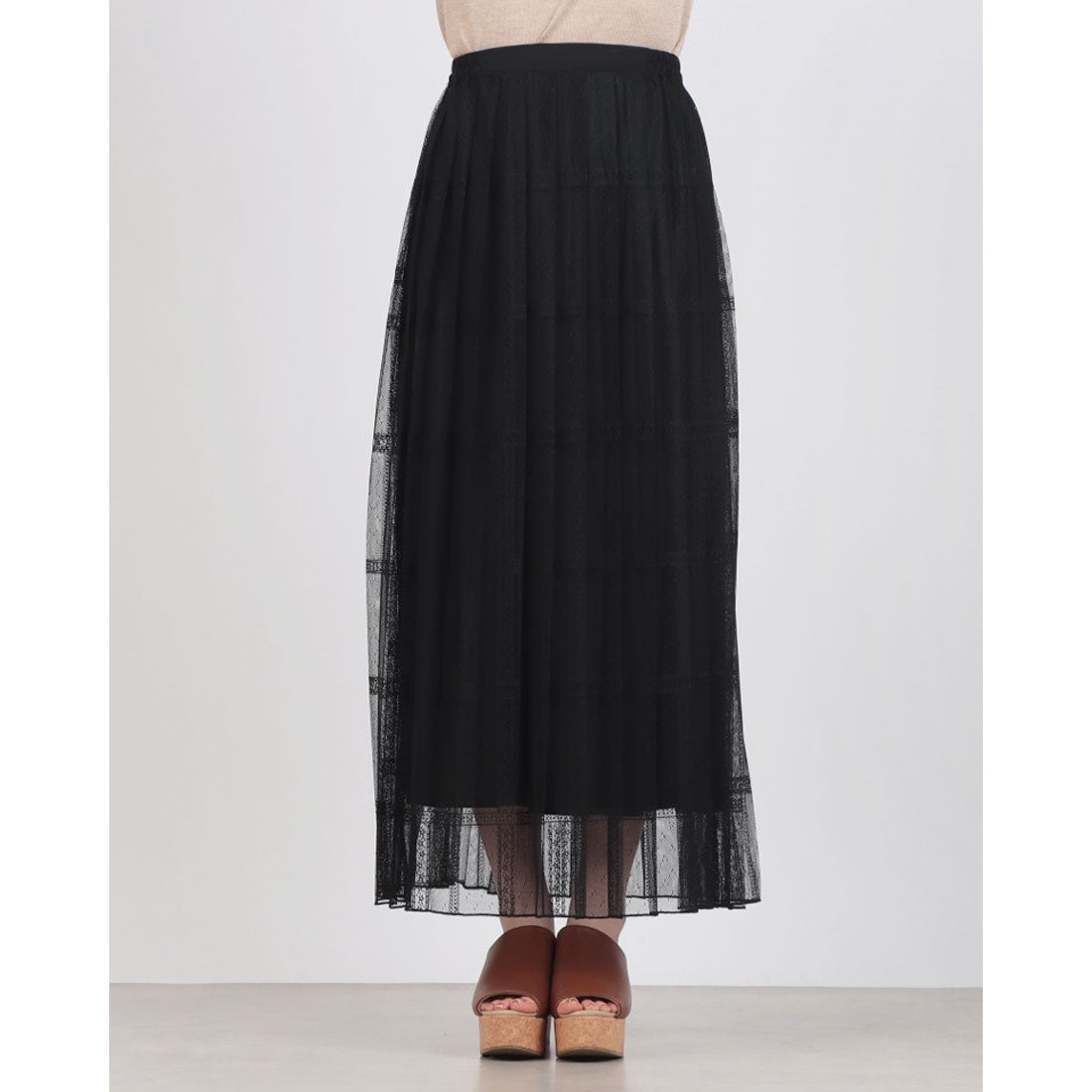 ドゥ アルシーヴ DOUX ARCHIVES 2WAYレースプリーツスカート （BLK） BLK