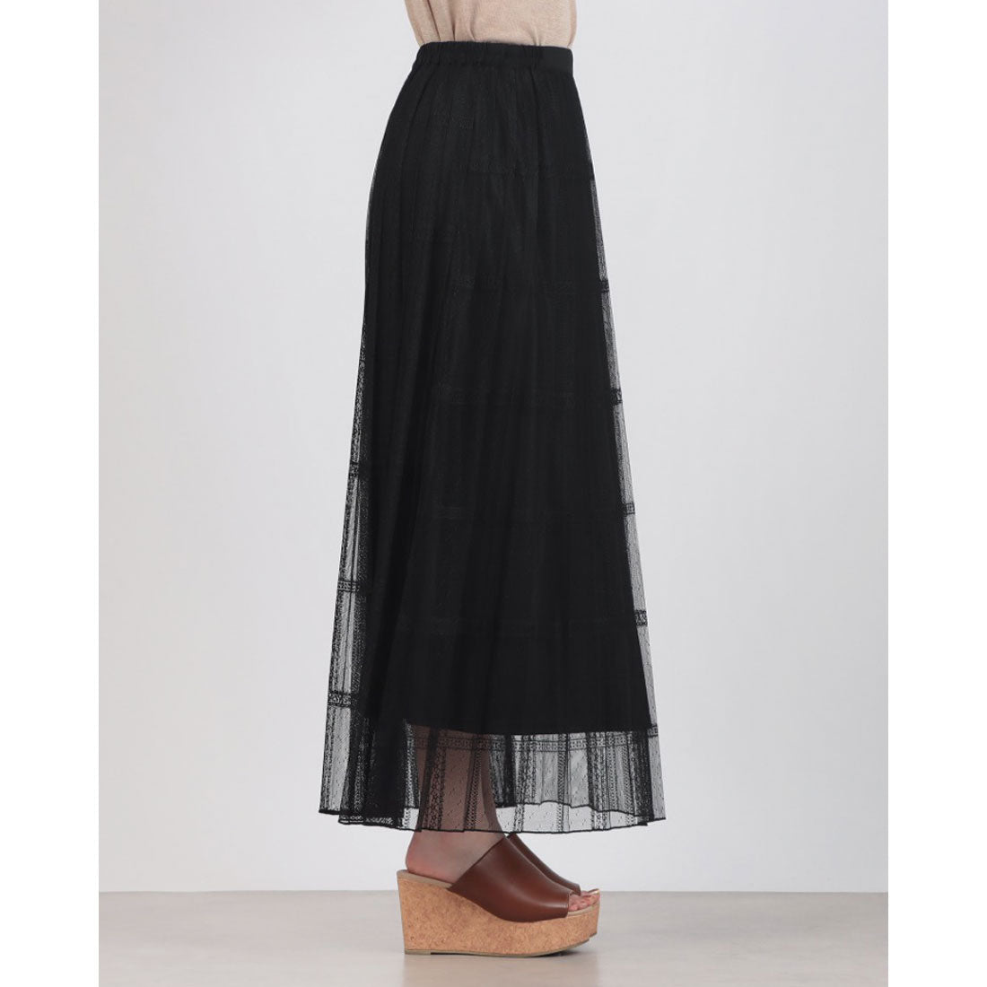ドゥ アルシーヴ DOUX ARCHIVES 2WAYレースプリーツスカート （BLK） BLK