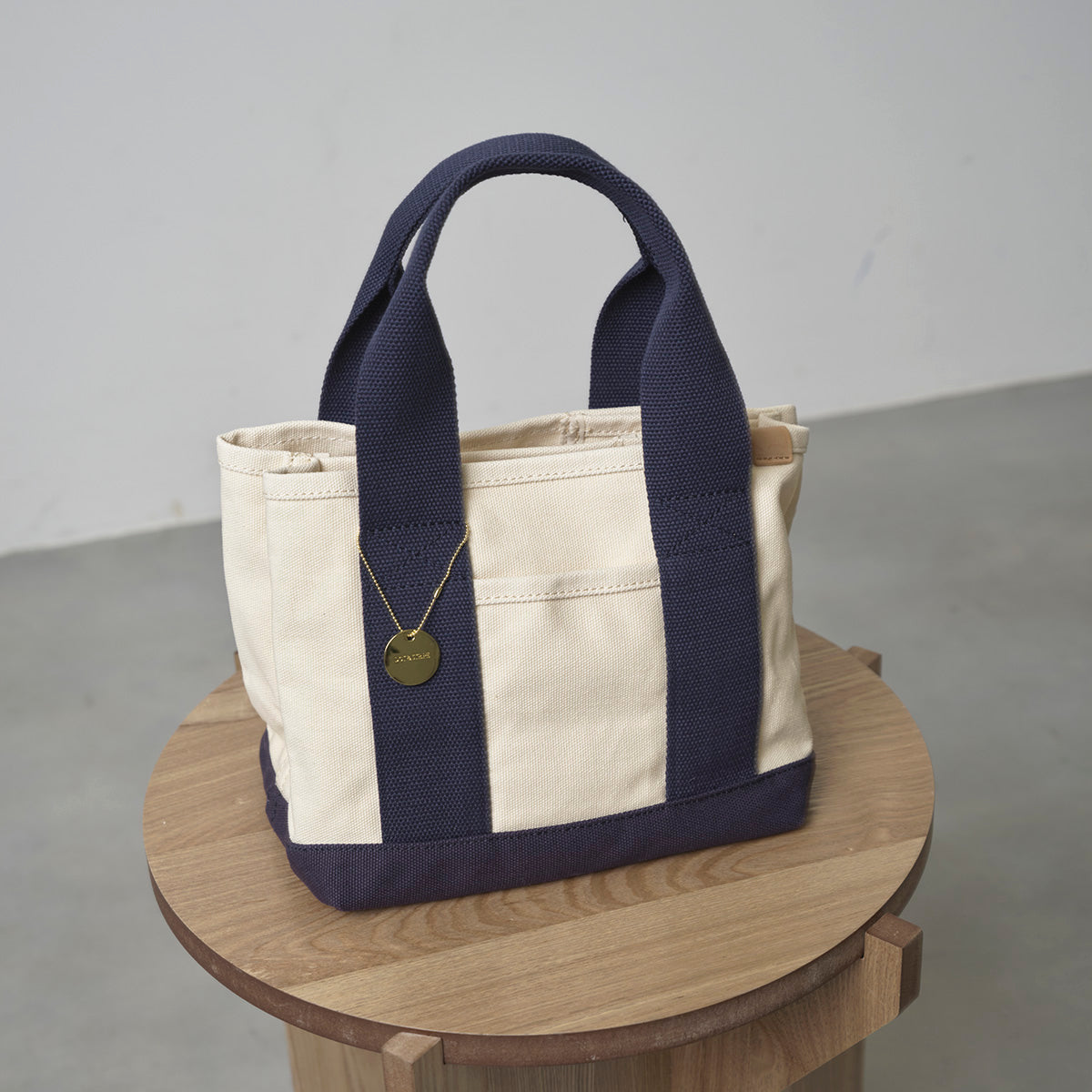 ドットアンドストライプ DOT&STRIPE キャンバス仕切りミニトート （NAT/NAVY） NAT/NAVY