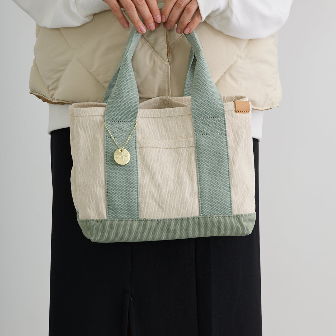 ドットアンドストライプ DOT&STRIPE キャンバス仕切りミニトート （NAT/GREEN） NAT/GREEN