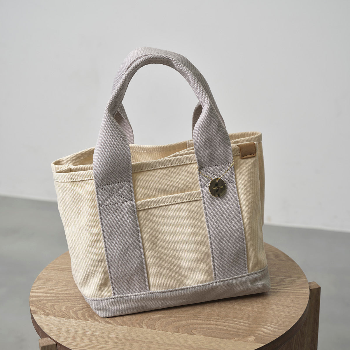 ドットアンドストライプ DOT&STRIPE キャンバス仕切りミニトート （NAT/GRAY） NAT/GRAY