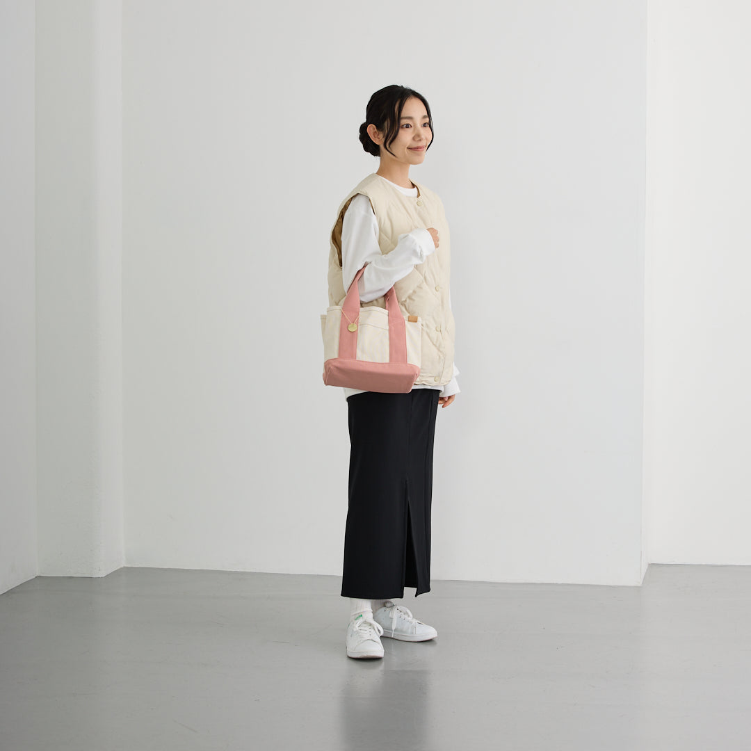 ドットアンドストライプ DOT&STRIPE キャンバス仕切りミニトート （NAT/PINK） NAT/PINK