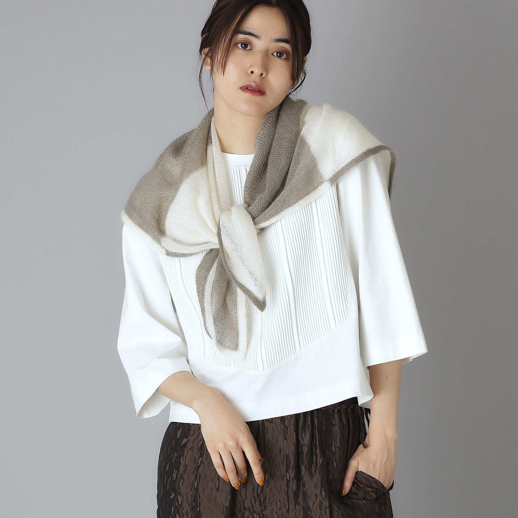 ASAUCE MELER アソースメレ ベージュ グレー ストール ショール