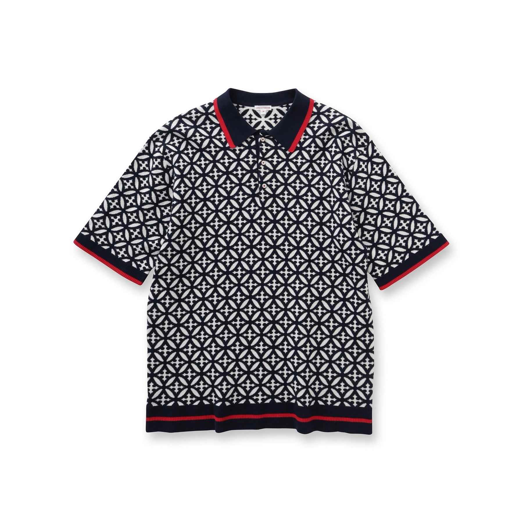 ドレステリア DRESSTERIOR オーバーラップサークル ジャカード ニットポロ （ネイビー(194)） ネイビー(194)