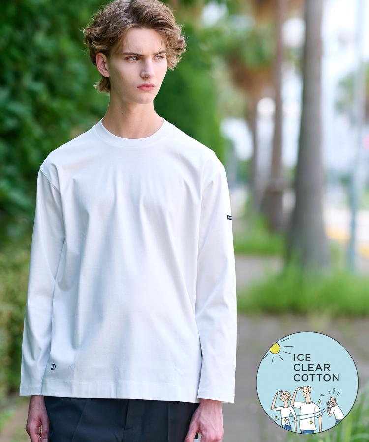 ドレステリア DRESSTERIOR 【接触冷感／抗菌防臭／消臭】ICE CLEAR COTTON クルーネックロンT （ホワイト(001)） ホワイト(001)