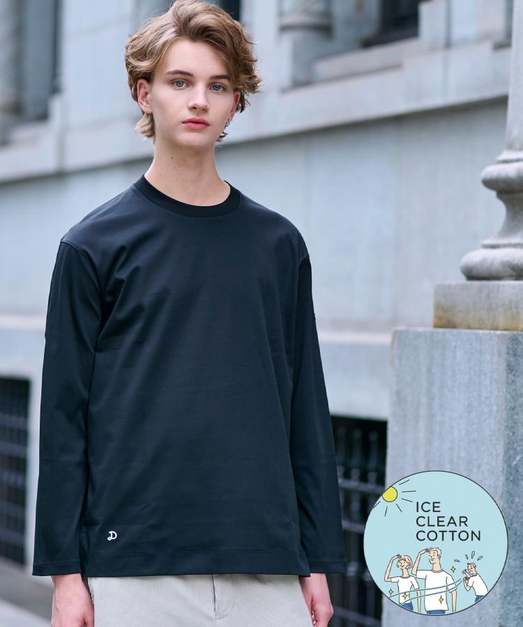 ドレステリア DRESSTERIOR 【接触冷感／抗菌防臭／消臭】ICE CLEAR COTTON クルーネックロンT （ブラック(019)） ブラック(019)