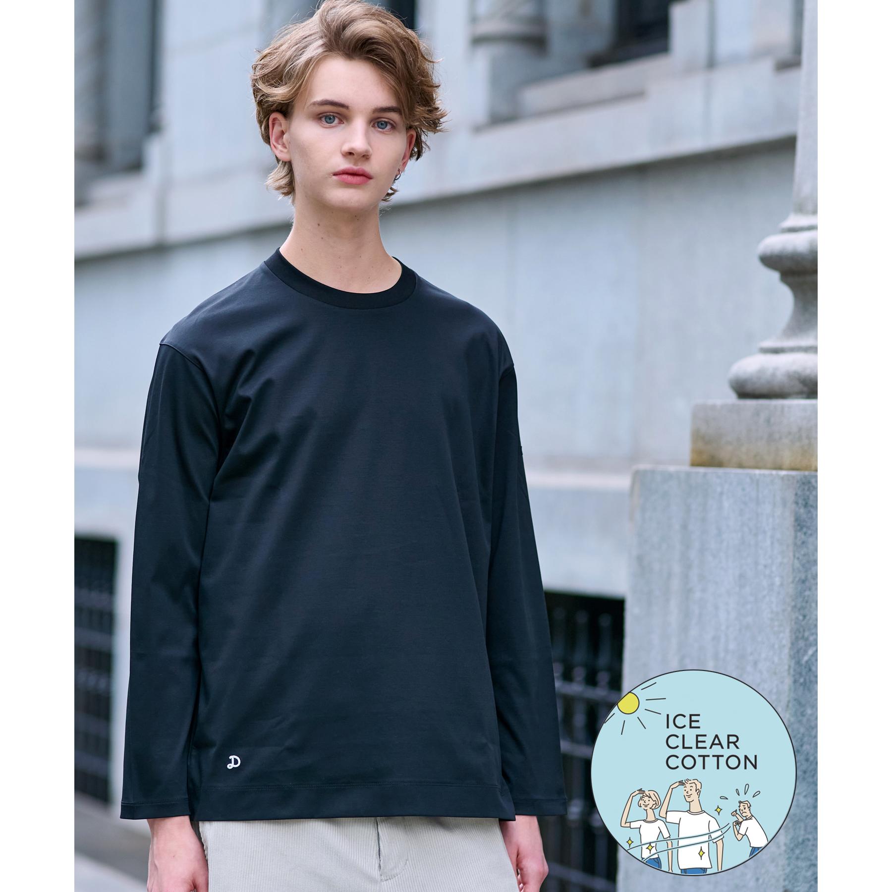 ドレステリア DRESSTERIOR 【接触冷感／抗菌防臭／消臭】ICE CLEAR COTTON クルーネックロンT （ブラック(019)） ブラック(019)