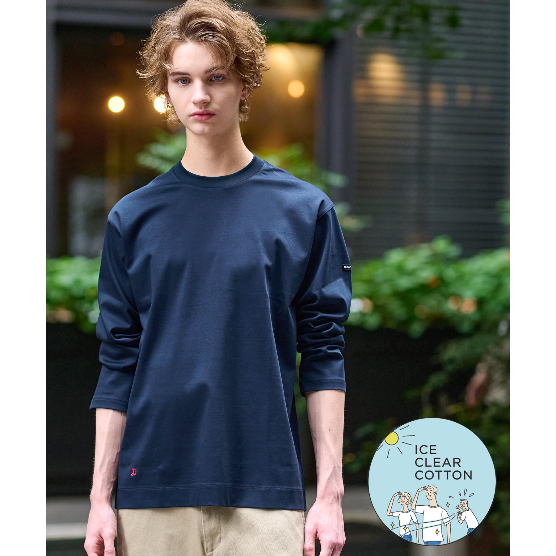 ドレステリア DRESSTERIOR 【接触冷感／抗菌防臭／消臭】ICE CLEAR COTTON クルーネックロンT （ネイビー(094)） ネイビー(094)