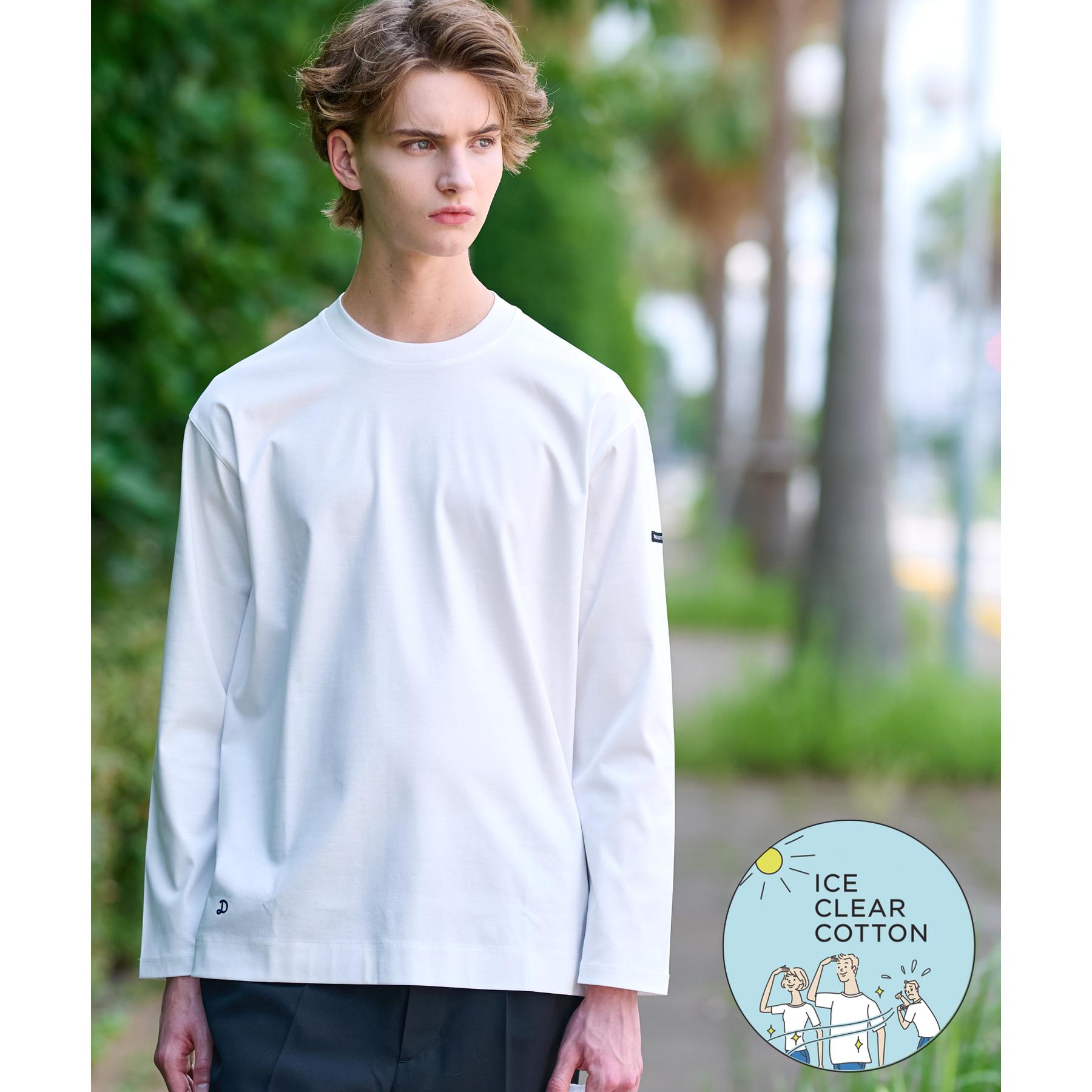 ドレステリア DRESSTERIOR 【接触冷感／抗菌防臭／消臭】ICE CLEAR COTTON クルーネックロンT （ホワイト(001)） ホワイト(001)