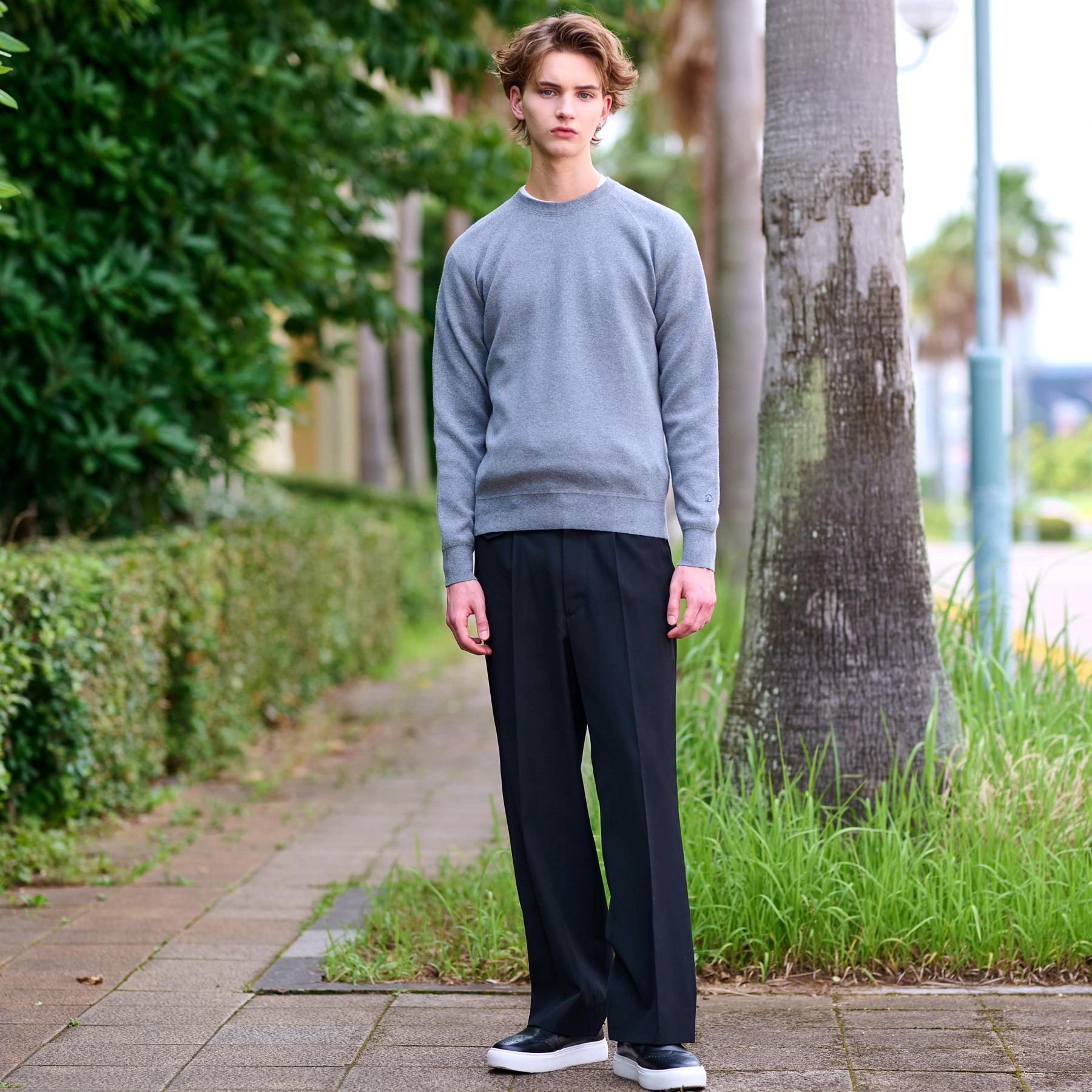 ドレステリア DRESSTERIOR コットンカシミヤスムースニット （グレー(012)） グレー(012)