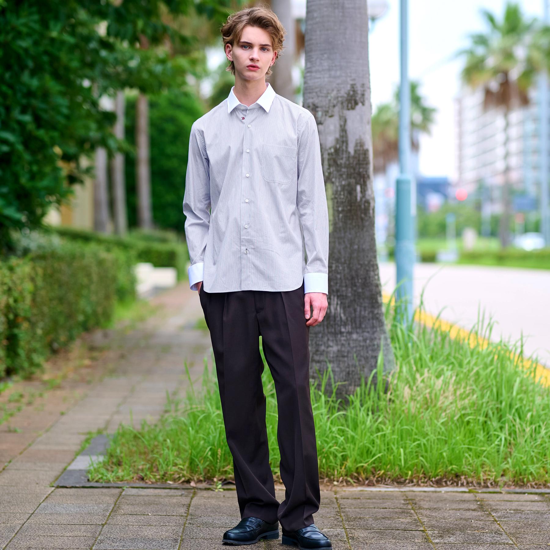 ドレステリア DRESSTERIOR レギュラーカラークレリック ストライプドレスシャツ （ベージュ(352)） ベージュ(352)