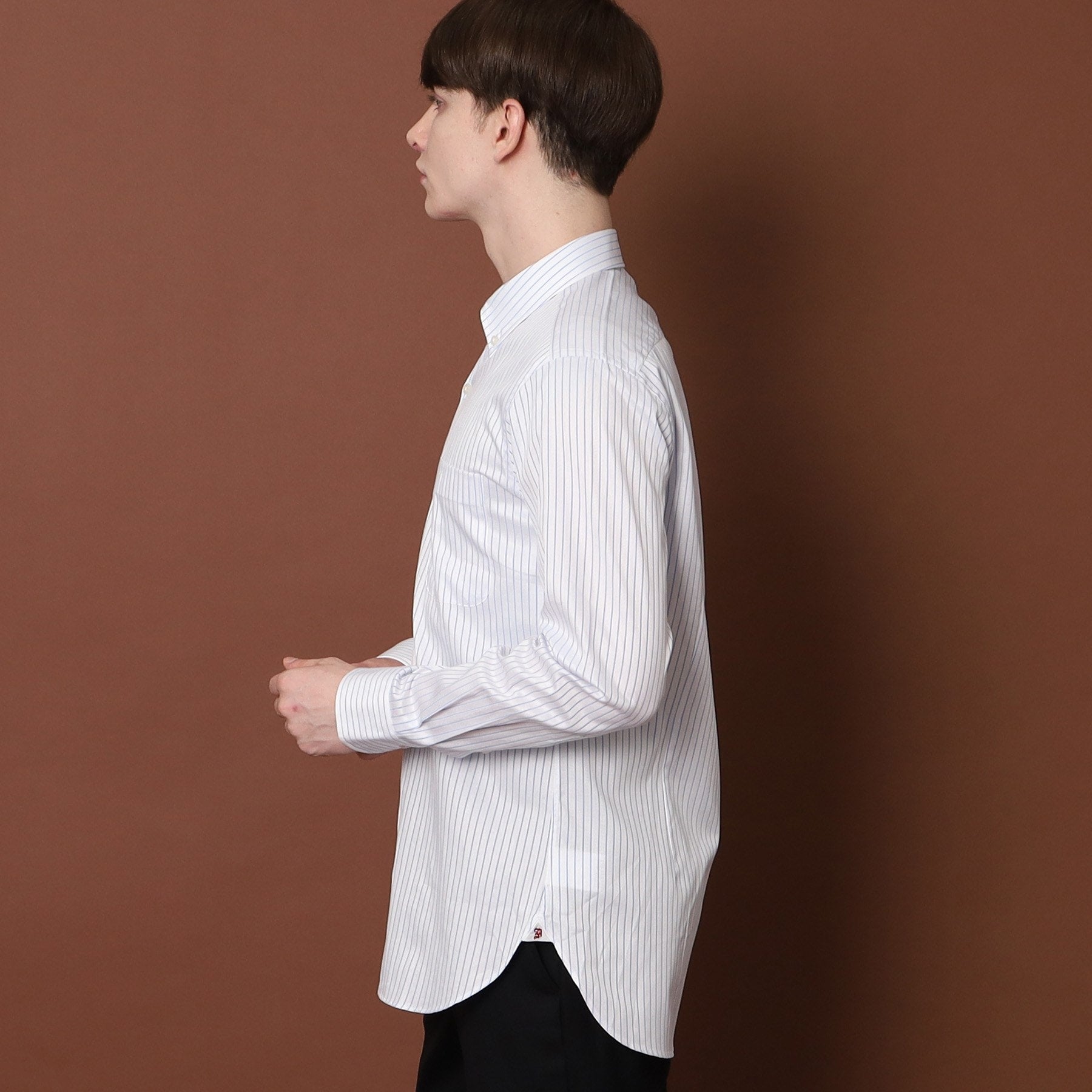 ドレステリア DRESSTERIOR 100／2 ヘリンボーンストライプ ボタンダウンシャツ （ライトブルー(391)） ライトブルー(391)