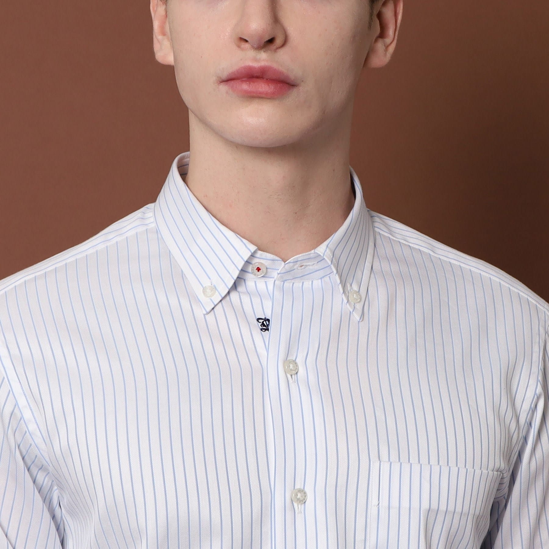 ドレステリア DRESSTERIOR 100／2 ヘリンボーンストライプ ボタンダウンシャツ （ライトブルー(391)） ライトブルー(391)