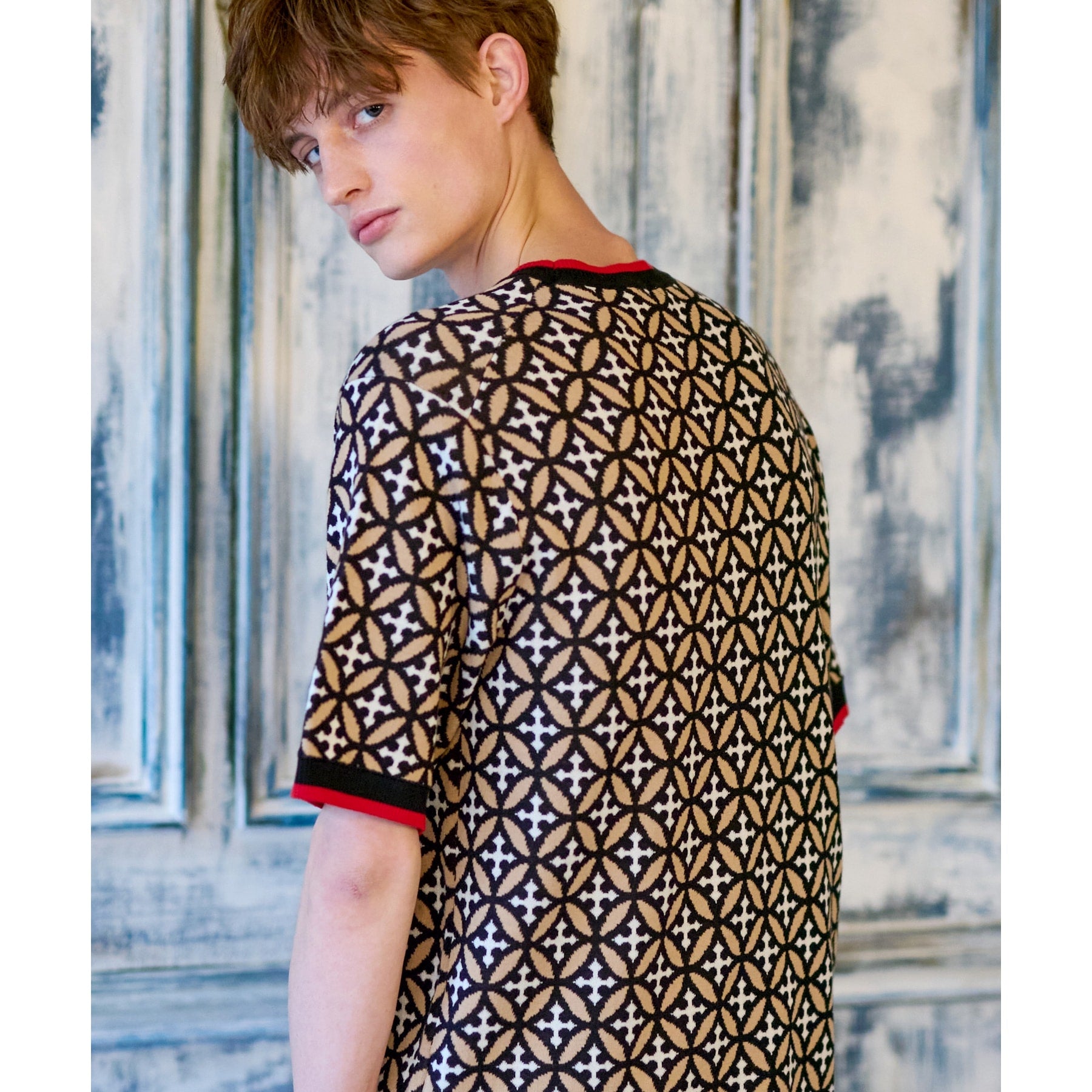 DRESSTERIOR Overlap Circle Short Sleeve Knit