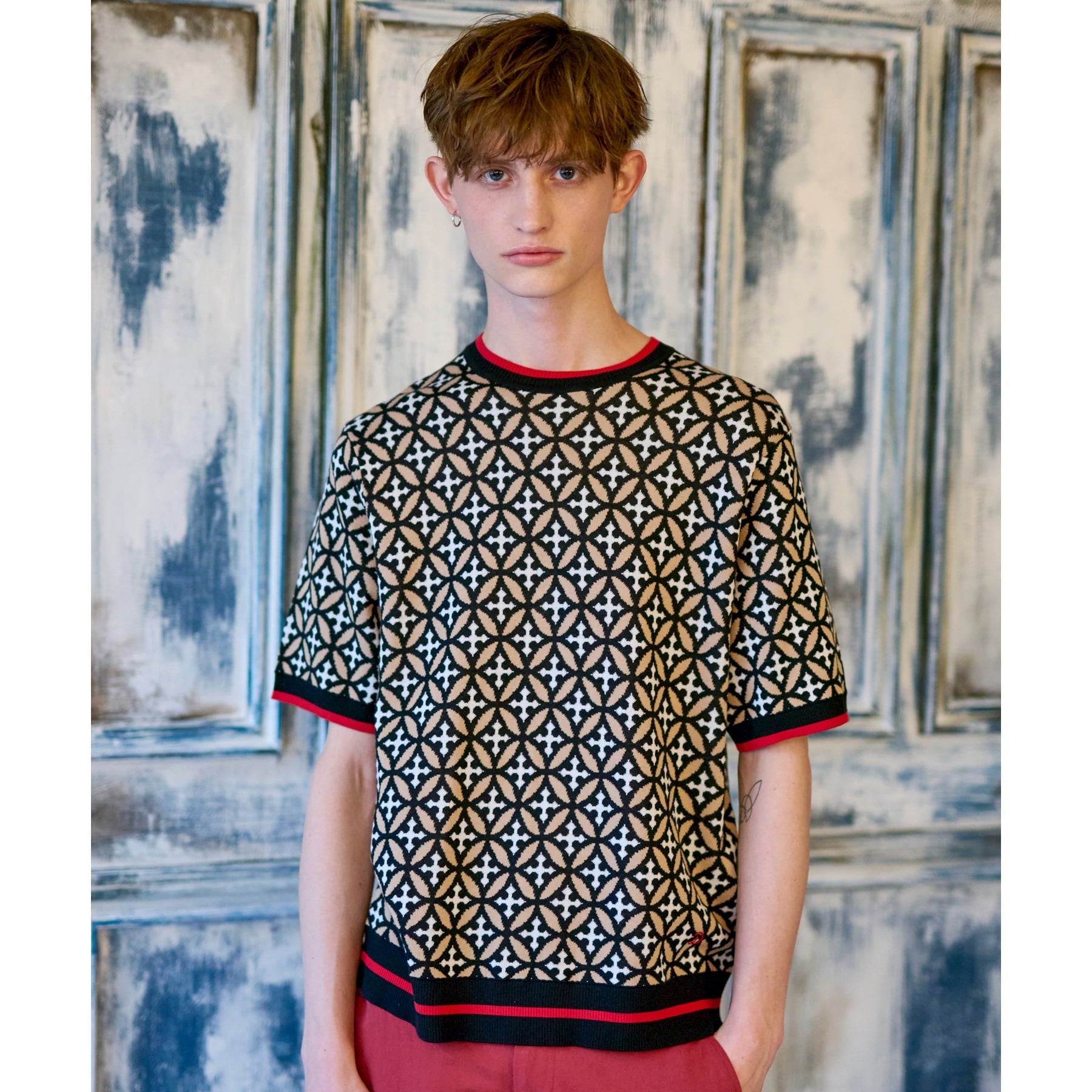 DRESSTERIOR Overlap Circle Short Sleeve Knit