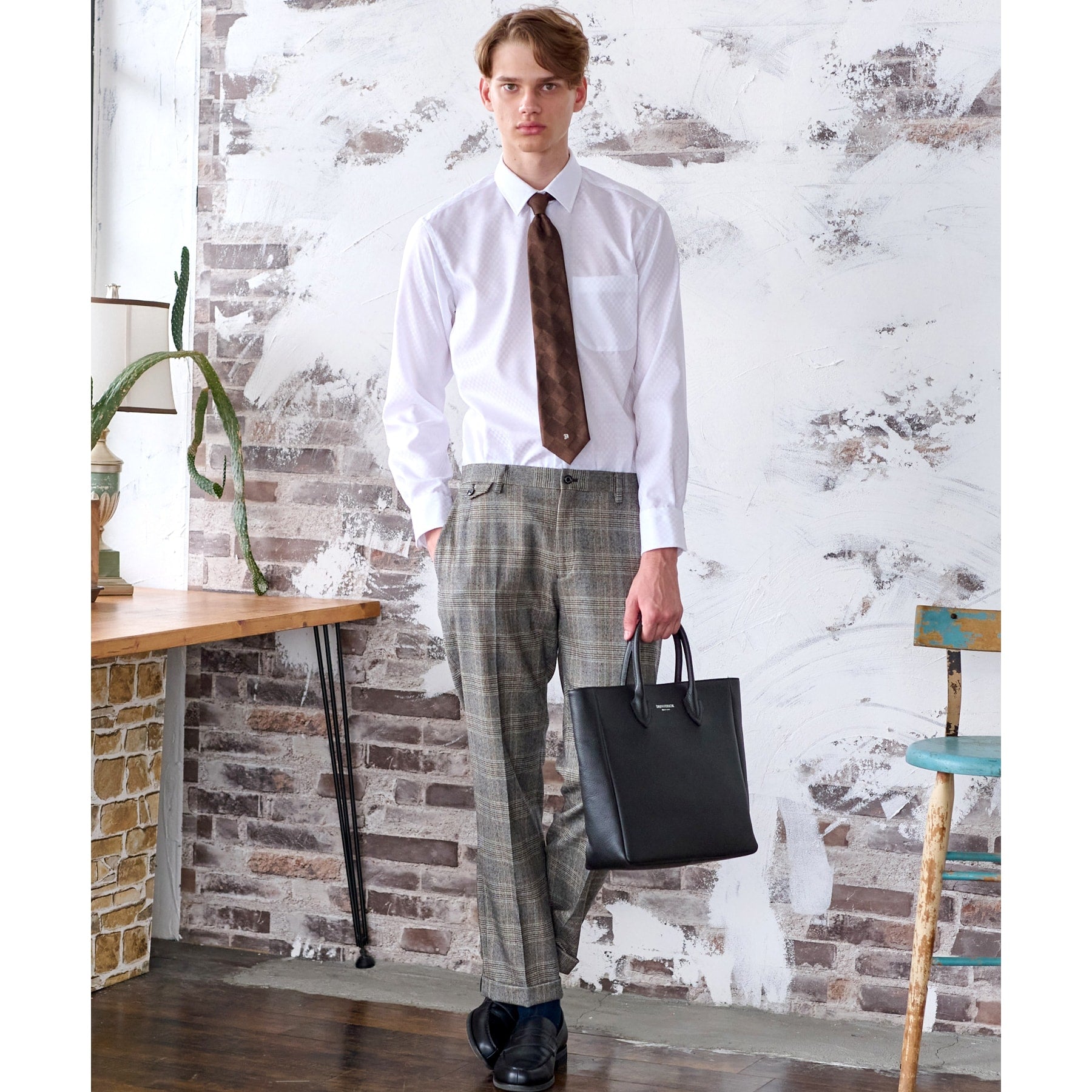 DRESSTERIOR 100 Double Dobby Square Jacquard Shirt