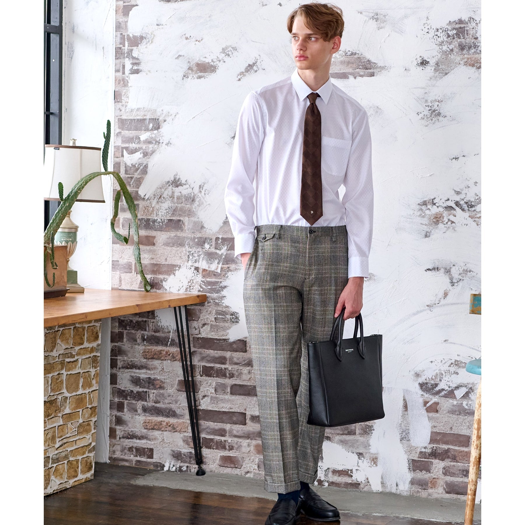 DRESSTERIOR 100 Double Dobby Square Jacquard Shirt