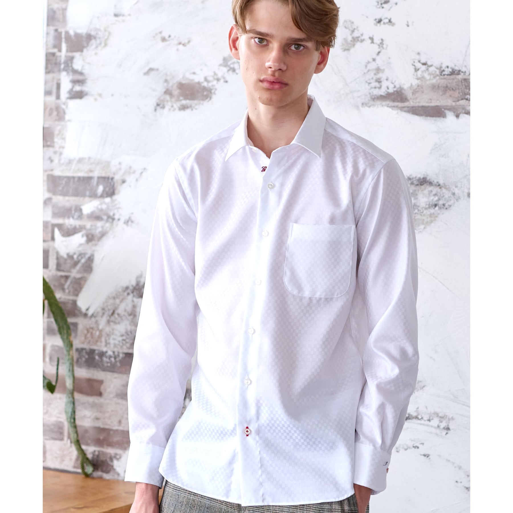 DRESSTERIOR 100 Double Dobby Square Jacquard Shirt