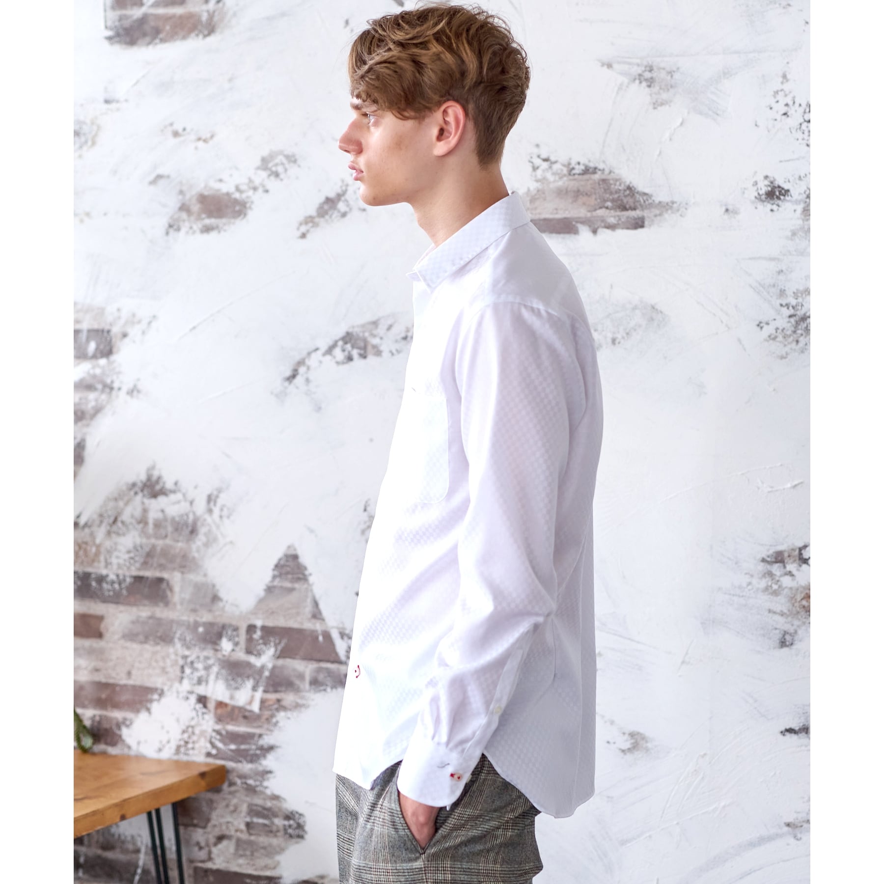 DRESSTERIOR 100 Double Dobby Square Jacquard Shirt