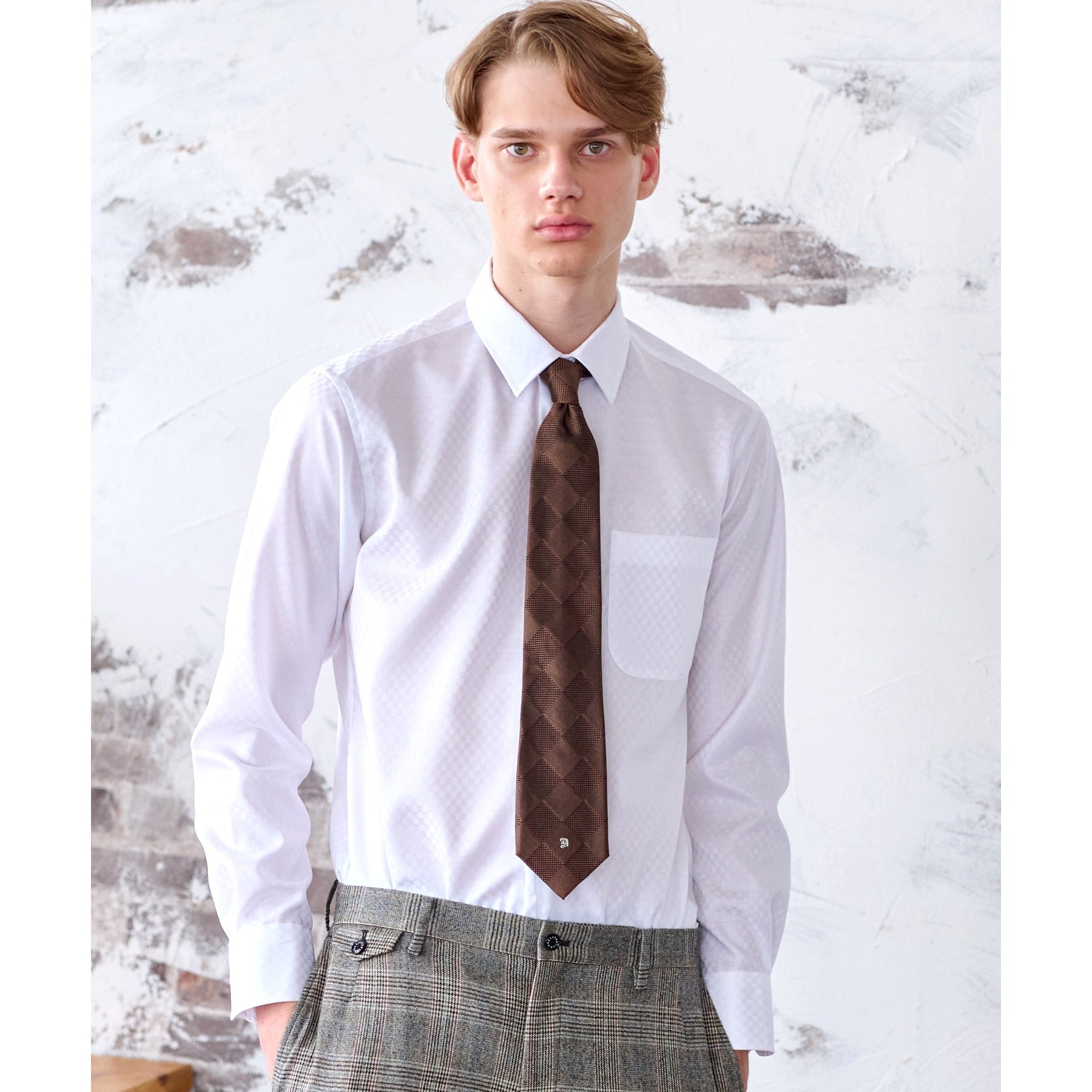 DRESSTERIOR 100 Double Dobby Square Jacquard Shirt