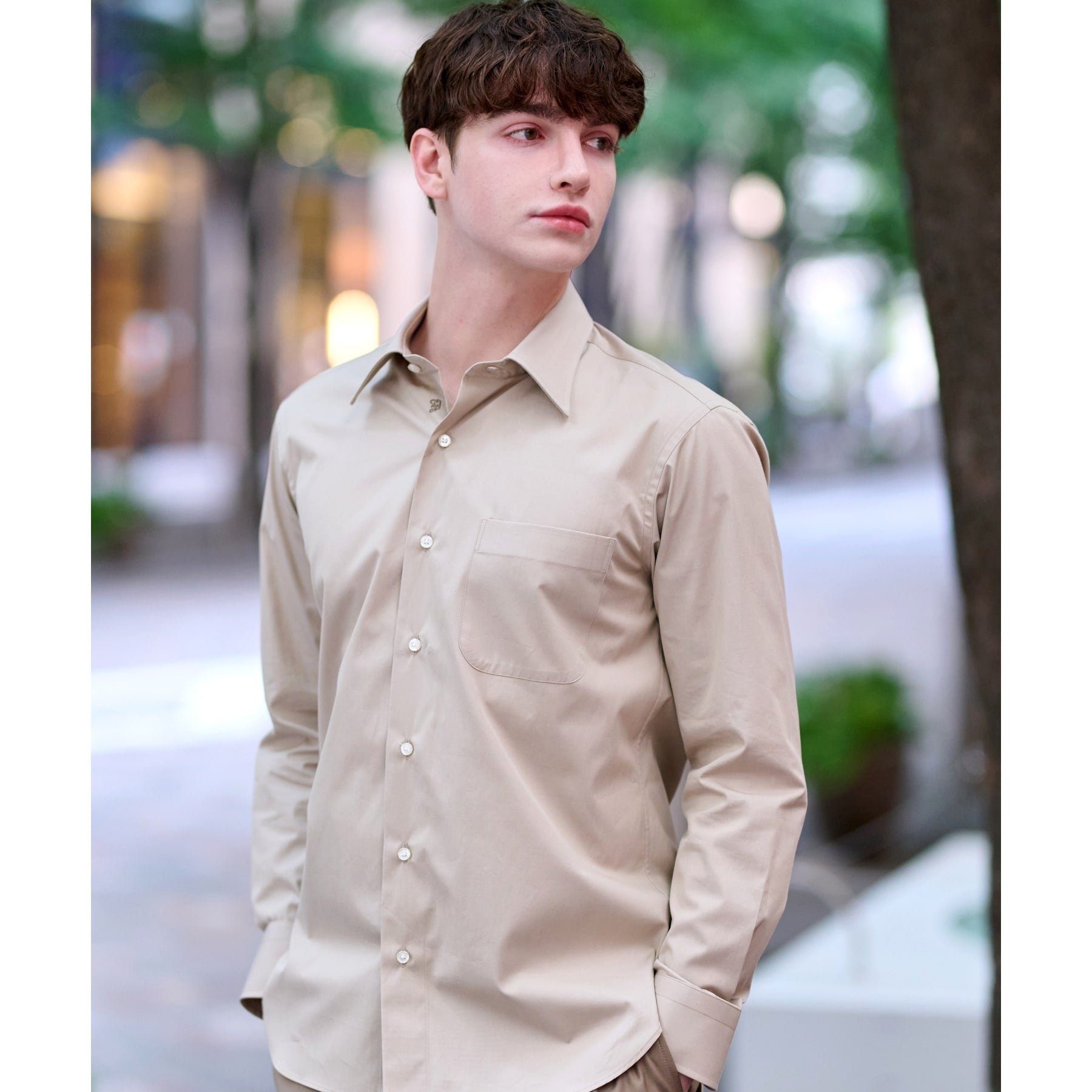 ドレステリア DRESSTERIOR レギュラカラードレスシャツ （ライトベージュ(051)） ライトベージュ(051)